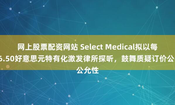 网上股票配资网站 Select Medical拟以每股16.50好意思元特有化激发律所探听，鼓舞质疑订价公允性
