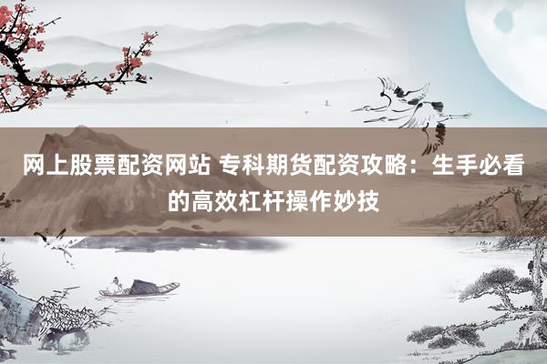 网上股票配资网站 专科期货配资攻略：生手必看的高效杠杆操作妙技